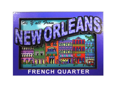 New Orleans Buildings Wooden Magnet