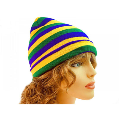 Mardi Gras Striped Beanie