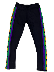 Mardi Gras Striped Fleur De Lis Leggings