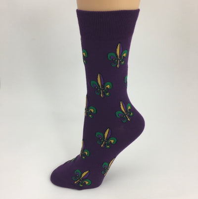 Purple Mardi Gras Fleur De Lis Socks