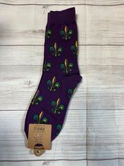 Purple Mardi Gras Fleur De Lis Socks