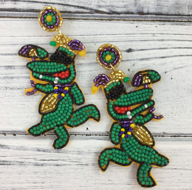 Mardi Gras Alligator Earrings