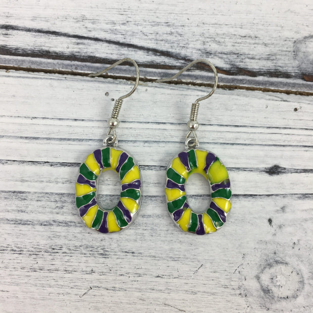 Mardi Gras King Cake Fishhook Earrings