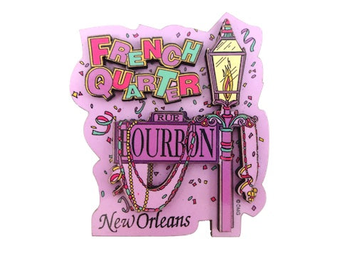 French Quarter Lampost Wooden Magnet