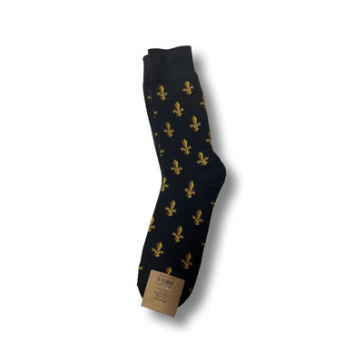 Fleur De Lis Black and Gold Socks