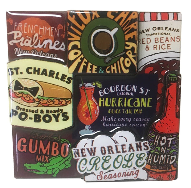 New Orleans Food Logos Magnet